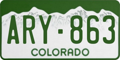 CO license plate ARY863