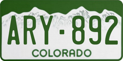 CO license plate ARY892