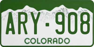 CO license plate ARY908