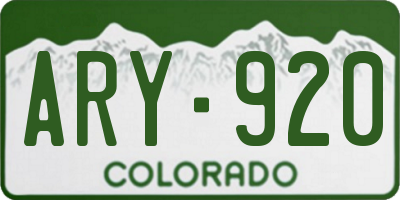 CO license plate ARY920