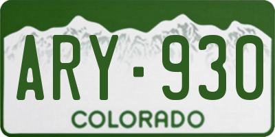 CO license plate ARY930