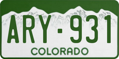 CO license plate ARY931