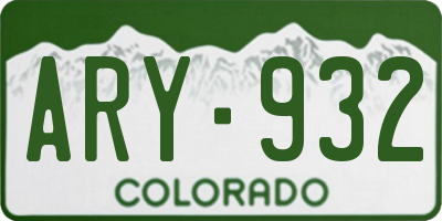 CO license plate ARY932