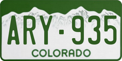 CO license plate ARY935