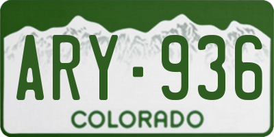CO license plate ARY936