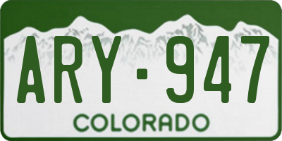 CO license plate ARY947