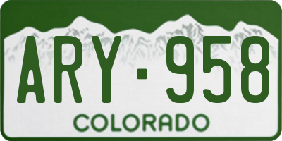 CO license plate ARY958