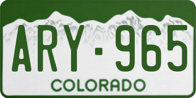 CO license plate ARY965