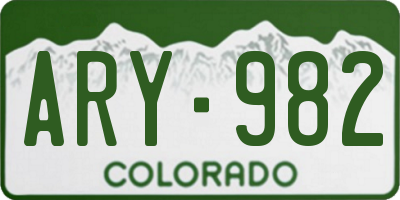 CO license plate ARY982