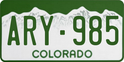 CO license plate ARY985