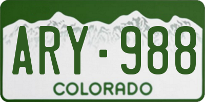 CO license plate ARY988