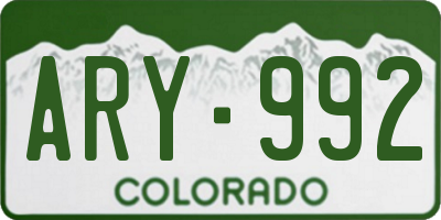 CO license plate ARY992