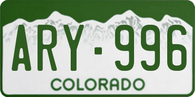 CO license plate ARY996