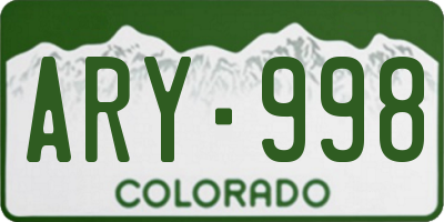 CO license plate ARY998