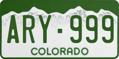 CO license plate ARY999