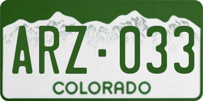CO license plate ARZ033