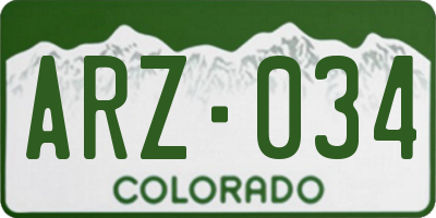 CO license plate ARZ034