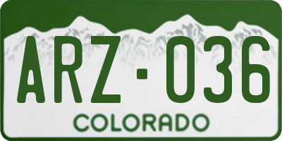CO license plate ARZ036