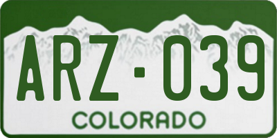 CO license plate ARZ039