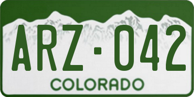 CO license plate ARZ042