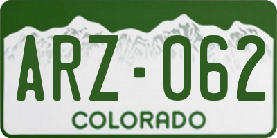 CO license plate ARZ062