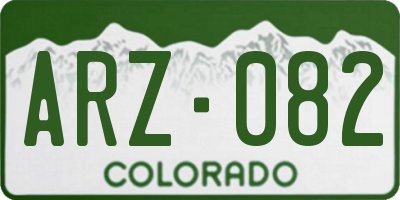 CO license plate ARZ082