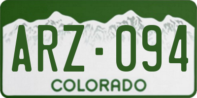 CO license plate ARZ094