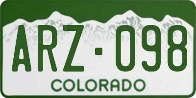 CO license plate ARZ098