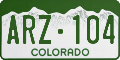 CO license plate ARZ104