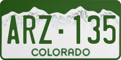 CO license plate ARZ135