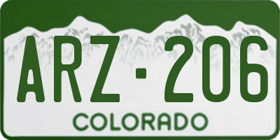 CO license plate ARZ206