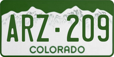 CO license plate ARZ209