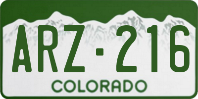 CO license plate ARZ216
