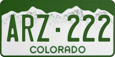 CO license plate ARZ222