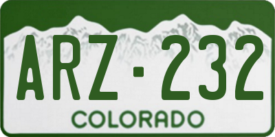 CO license plate ARZ232