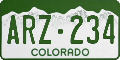 CO license plate ARZ234