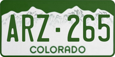 CO license plate ARZ265