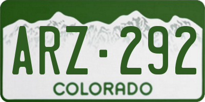 CO license plate ARZ292
