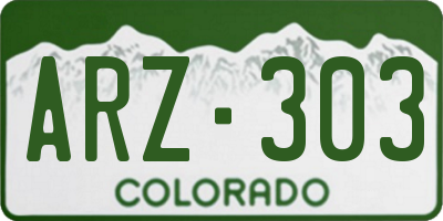 CO license plate ARZ303