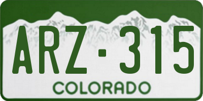 CO license plate ARZ315