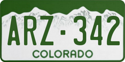 CO license plate ARZ342