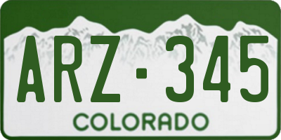 CO license plate ARZ345