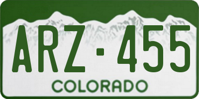 CO license plate ARZ455