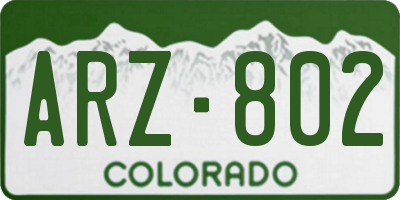 CO license plate ARZ802