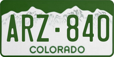 CO license plate ARZ840