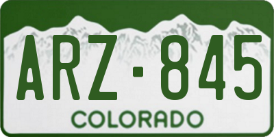 CO license plate ARZ845