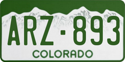 CO license plate ARZ893