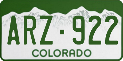CO license plate ARZ922
