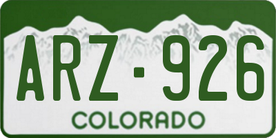 CO license plate ARZ926