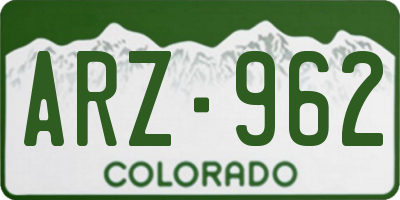 CO license plate ARZ962